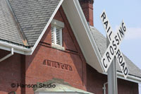 Wilton, NH - Railroad Crossing and Brick Train Station